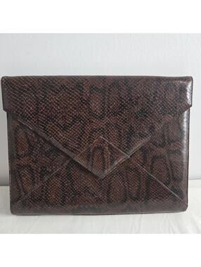 Vintage Snakeskin Oversized Clutch Phyllis Poland Italy Large Envelope Purse Bag